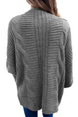 Casual Grey Ribbed Cuffs Dolman Sleeved Cardigan - Wear and Wander