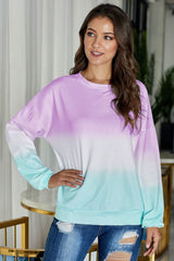 Casual Purple Color Block Tie Dye Pullover Sweatshirt - Wear and Wander