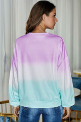 Casual Purple Color Block Tie Dye Pullover Sweatshirt - Wear and Wander