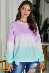 Casual Purple Color Block Tie Dye Pullover Sweatshirt - Wear and Wander