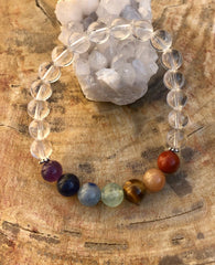 Chakra & Crystal Quartz Stretch Bracelet! Handmade Natural Stones! - Wear and Wander