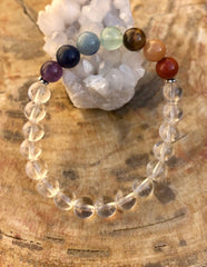 Chakra & Crystal Quartz Stretch Bracelet! Handmade Natural Stones! - Wear and Wander