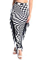 Checkered Elastic High Waist Stretch Bodycon Maxi Pencil Skirt - Wear and Wander