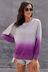 Chic Purple Ombre Crewneck Long Sleeve Sweatshirt - Wear and Wander