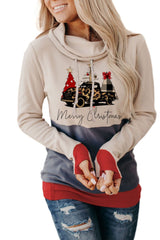 Christmas Tree Print Hoodie with Thumb Hole - Wear and Wander