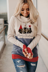 Christmas Tree Print Hoodie with Thumb Hole - Wear and Wander