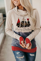 Christmas Tree Print Hoodie with Thumb Hole - Wear and Wander