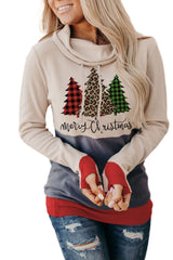 Christmas Tree Print Hoodie with Thumb Hole - Wear and Wander