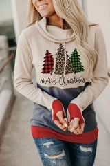 Christmas Tree Print Hoodie with Thumb Hole - Wear and Wander