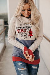 Christmas Tree Print Hoodie with Thumb Hole - Wear and Wander