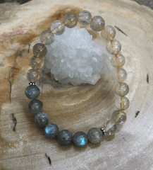 Citrine & Blue Flash Labradorite Stretch Bracelet! Natural Gemstones! - Wear and Wander