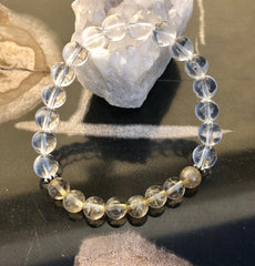 Citrine Rutilated & Crystal Quartz Stretch Bracelet! Genuine Crystals! - Wear and Wander