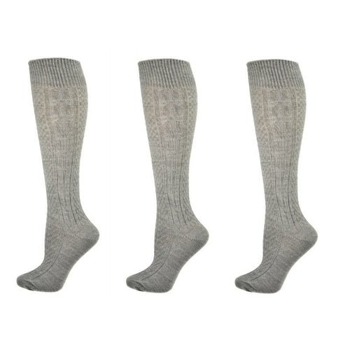 Classic Cable Knit Acrylic Knee High Socks 3 Pair Packs - Wear and Wander