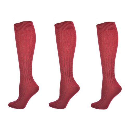 Classic Cable Knit Acrylic Knee High Socks 3 Pair Packs - Wear and Wander