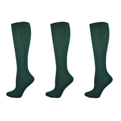 Classic Cable Knit Acrylic Knee High Socks 3 Pair Packs - Wear and Wander