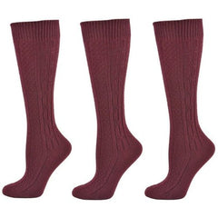 Classic Cable Knit Acrylic Knee High Socks 3 Pair Packs - Wear and Wander