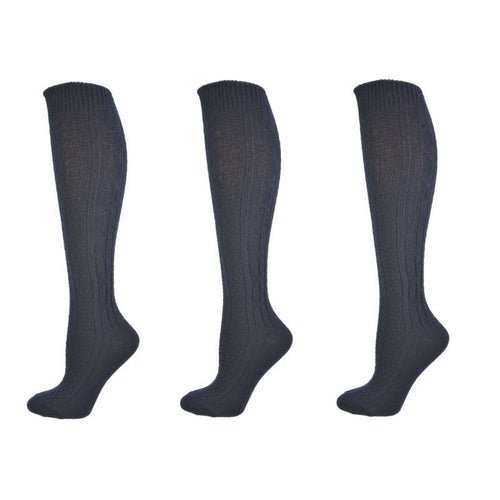 Classic Cable Knit Acrylic Knee High Socks 3 Pair Packs - Wear and Wander