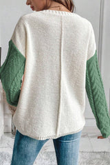 Color Block Round Neck Long Sleeve Sweater - Wear and Wander