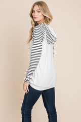 Color Block Striped Double Hoodie Sweatshirts - Wear and Wander