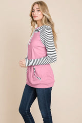 Color Block Striped Double Hoodie Sweatshirts - Wear and Wander