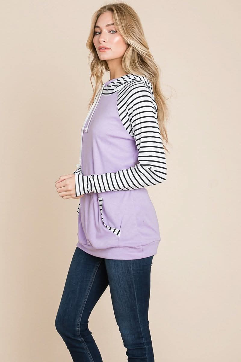 Color Block Striped Double Hoodie Sweatshirts - Wear and Wander