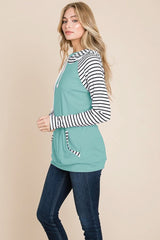 Color Block Striped Double Hoodie Sweatshirts - Wear and Wander