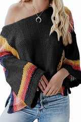 Colorblock Bell Sleeve Lightweight Sweater - Wear and Wander