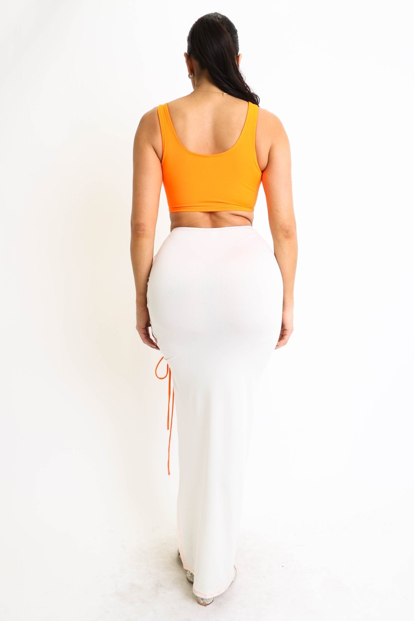 ColorBlock Side Lace up Top & Matching Maxi Skirt 2 Piece Outfit Set - Wear and Wander