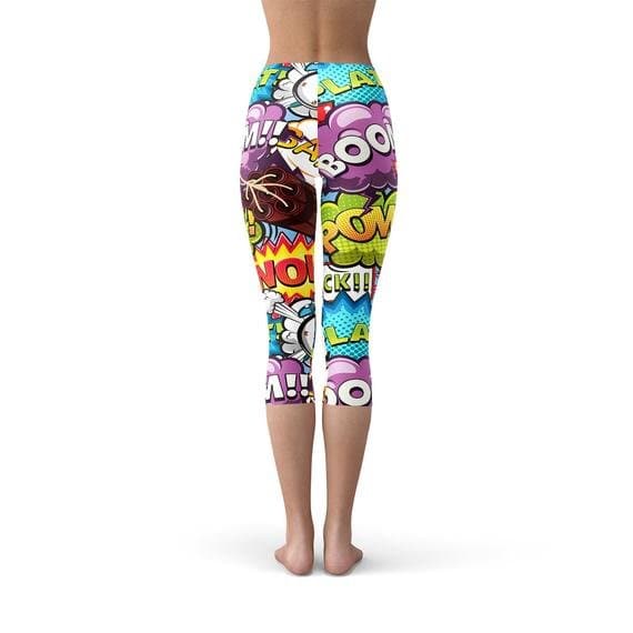 Comic Book Explosions Capri Leggings - Wear and Wander
