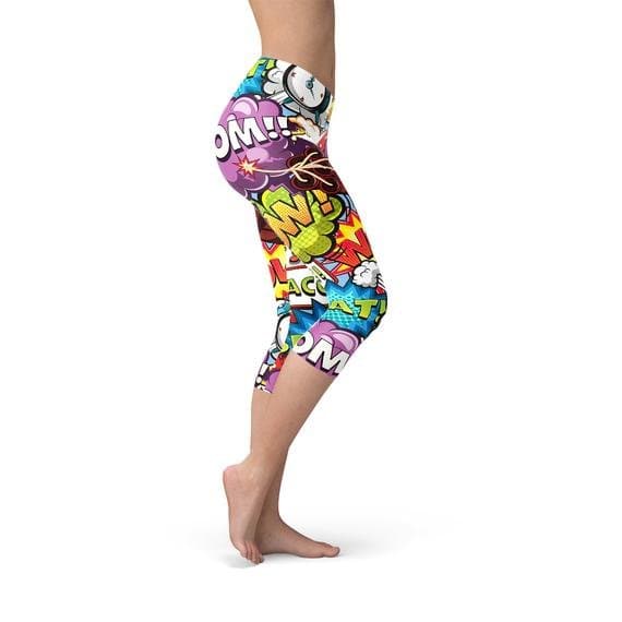 Comic Book Explosions Capri Leggings - Wear and Wander