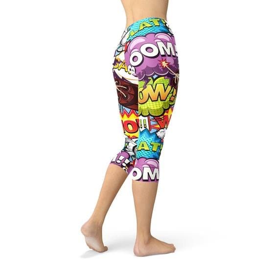 Comic Book Explosions Capri Leggings - Wear and Wander
