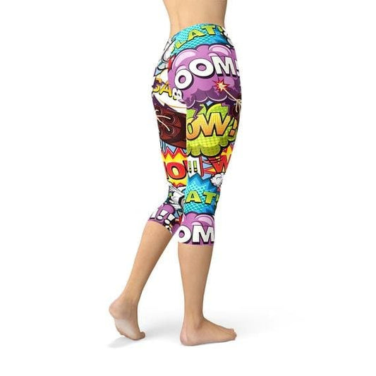 Comic Book Explosions Capri Leggings - Wear and Wander