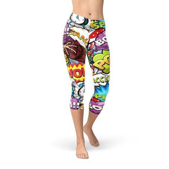 Comic Book Explosions Capri Leggings - Wear and Wander