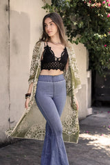 Contrast Mesh Cotton Lace Kimono - Wear and Wander