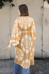 Contrast Mesh Cotton Lace Kimono - Wear and Wander