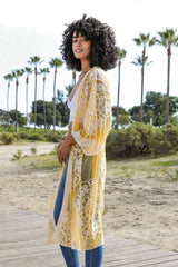 Contrast Mesh Cotton Lace Kimono - Wear and Wander