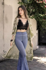 Contrast Mesh Cotton Lace Kimono - Wear and Wander
