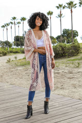 Contrast Mesh Cotton Lace Kimono - Wear and Wander