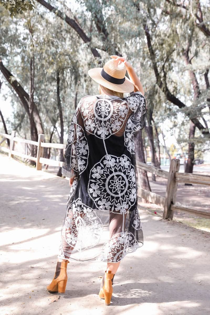 Contrast Mesh Cotton Lace Kimono - Wear and Wander
