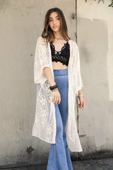 Contrast Mesh Cotton Lace Kimono - Wear and Wander