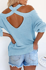 Cool Breeze Cotton Cold Shoulder Sweater - Wear and Wander