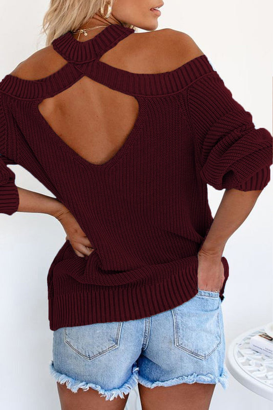 Cool Breeze Cotton Cold Shoulder Sweater - Wear and Wander