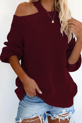 Cool Breeze Cotton Cold Shoulder Sweater - Wear and Wander