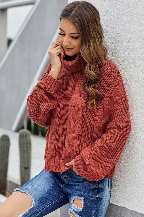 Cuddle Weather Cable Knit Handmade Turtleneck Sweater - Wear and Wander