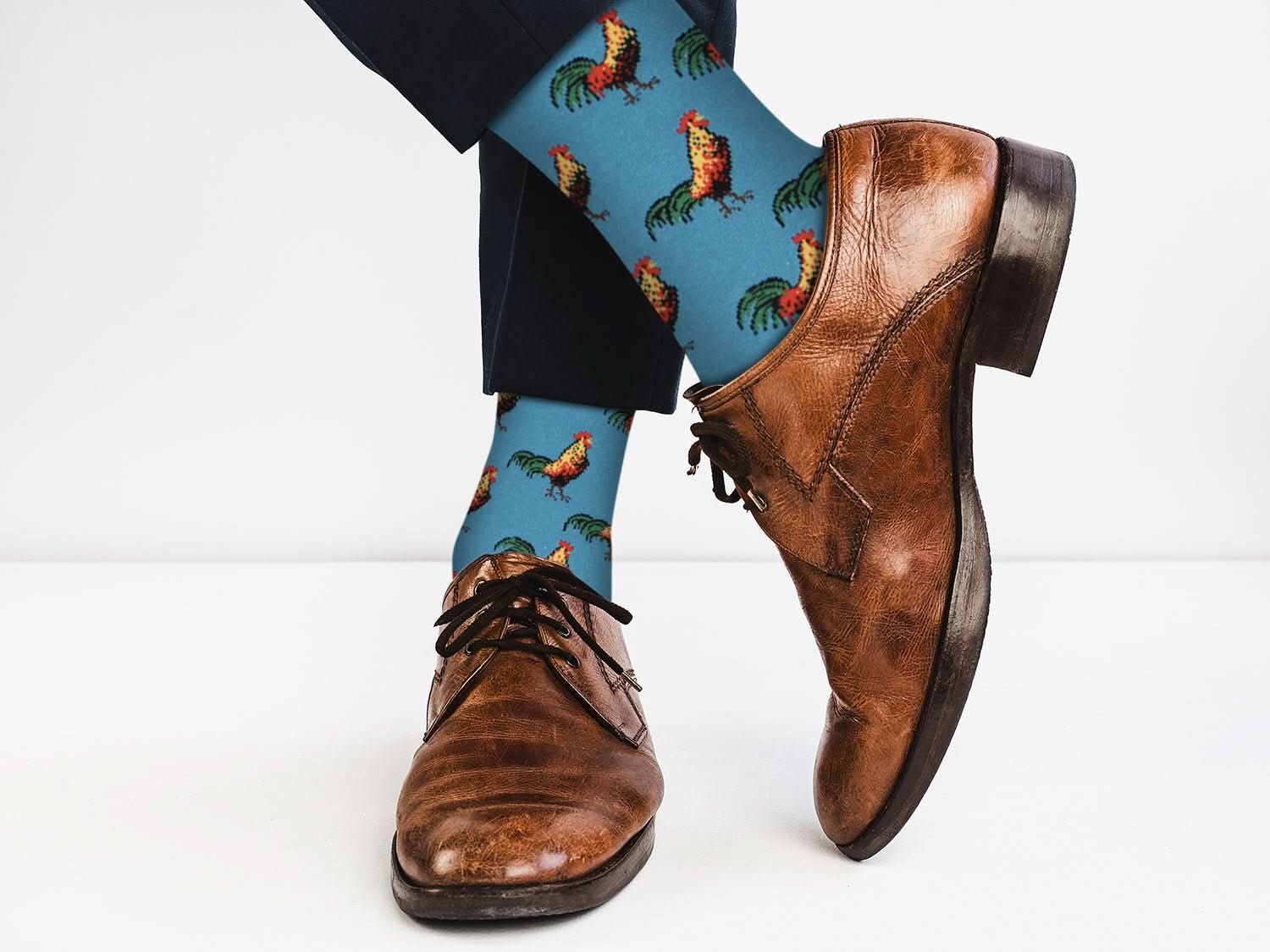 Cute Casual Designer Animal Socks - Rooster - for Men and Women - Wear and Wander
