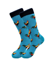 Cute Casual Designer Animal Socks - Rooster - for Men and Women - Wear and Wander