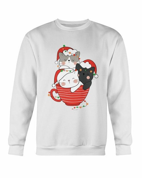 Cute Cats Cup Christmas Sweatshirt - Wear and Wander