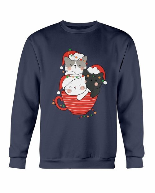 Cute Cats Cup Christmas Sweatshirt - Wear and Wander