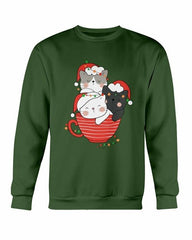 Cute Cats Cup Christmas Sweatshirt - Wear and Wander