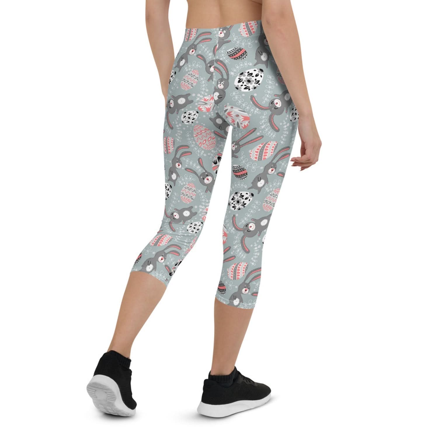 Cute Easter Bunny Capri Leggings for Women - Wear and Wander
